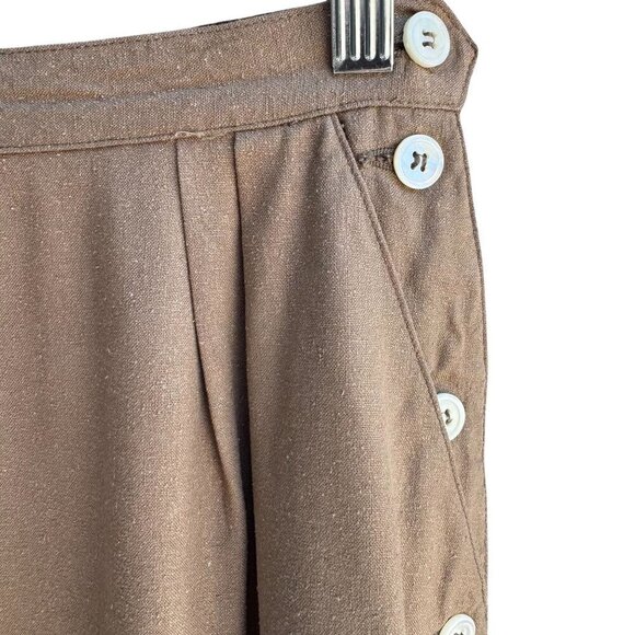 Liz Claiborne Petite Vintage Silk Womens Tan Side Button Lined Pencil Skirt 6P - Picture 6 of 9
